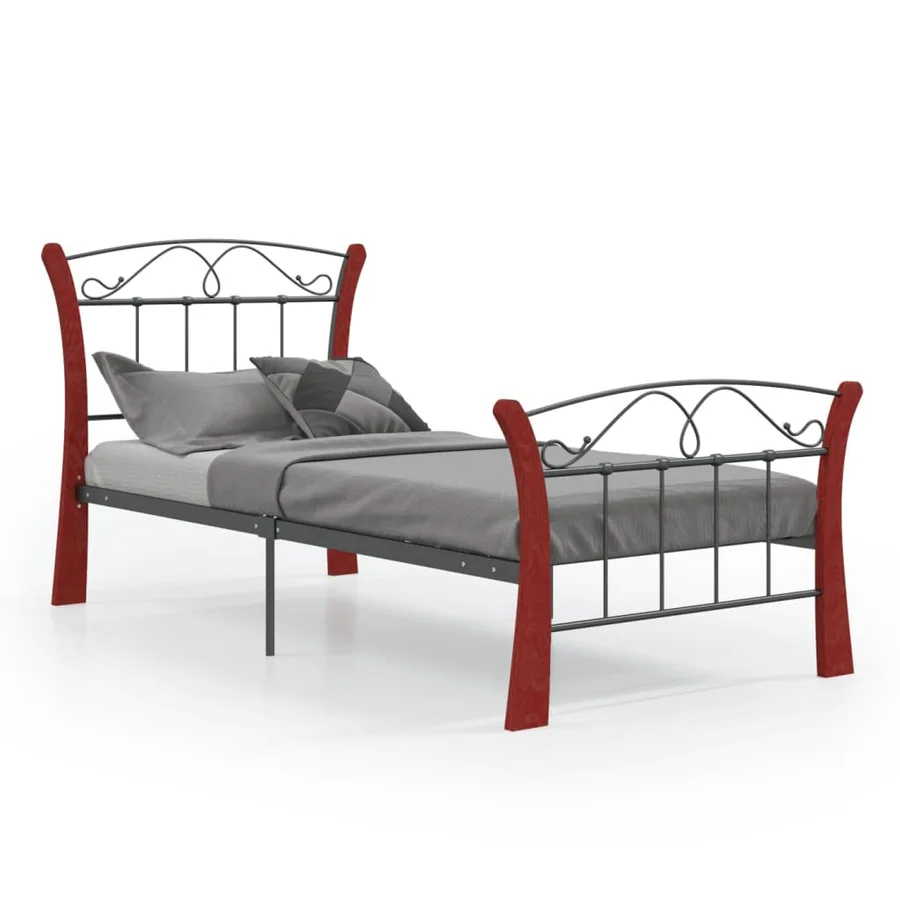 Cadre de lit sans matelas noir métal 90x200 cm - 2