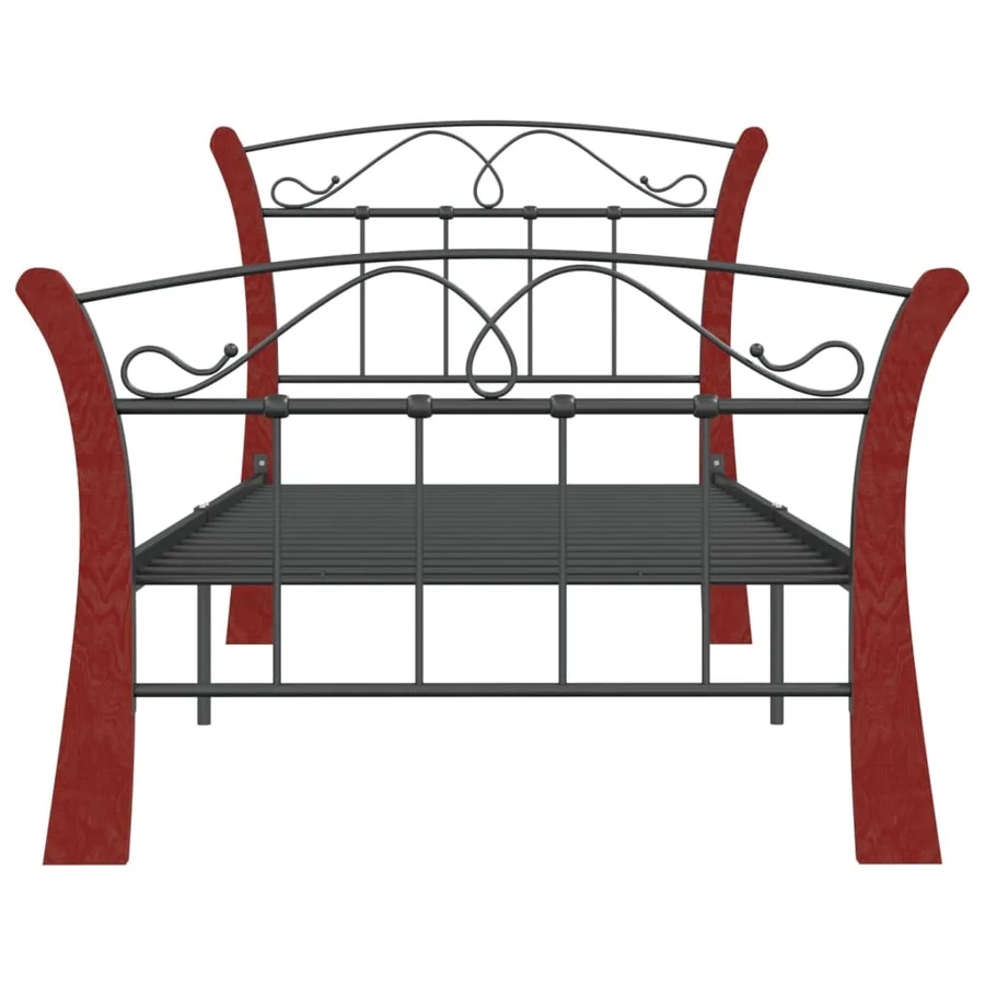 Cadre de lit sans matelas noir métal 90x200 cm - 4