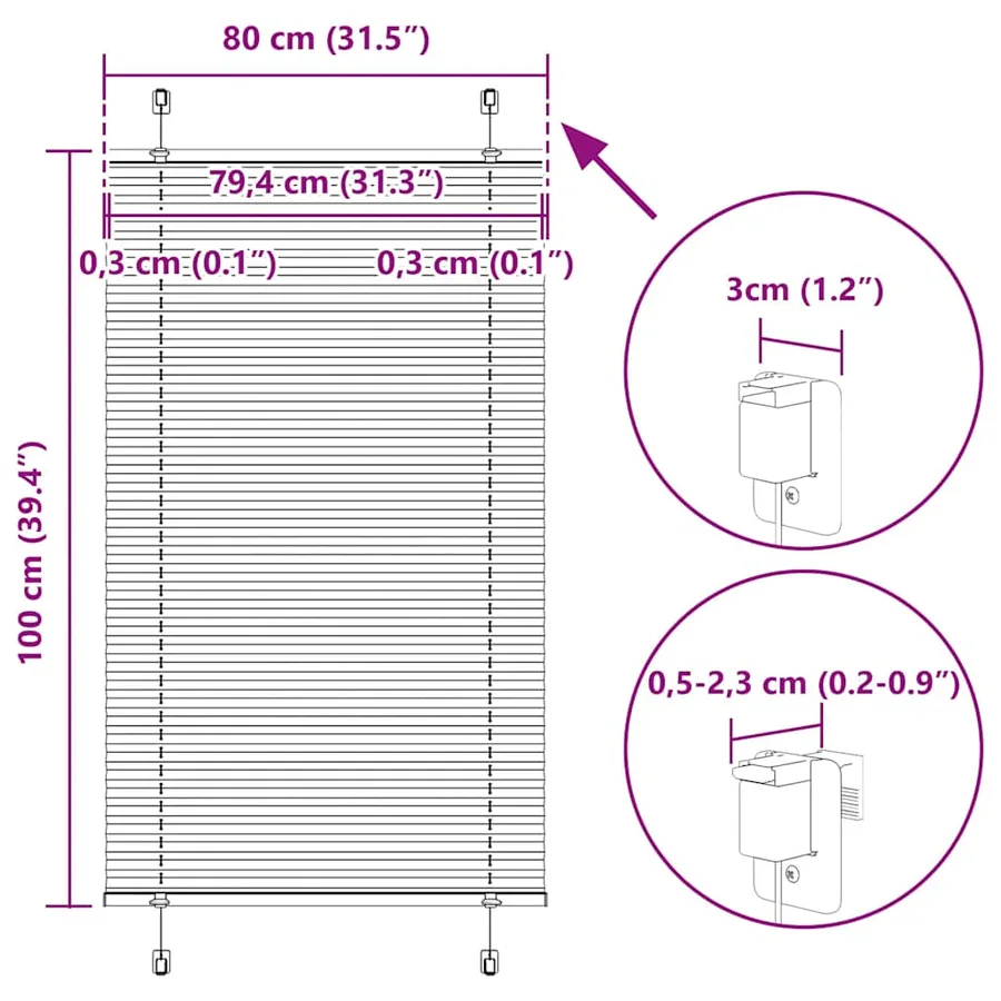 Store plissé crème 80x100 cm largeur du tissu 79,4 cm polyester - 14