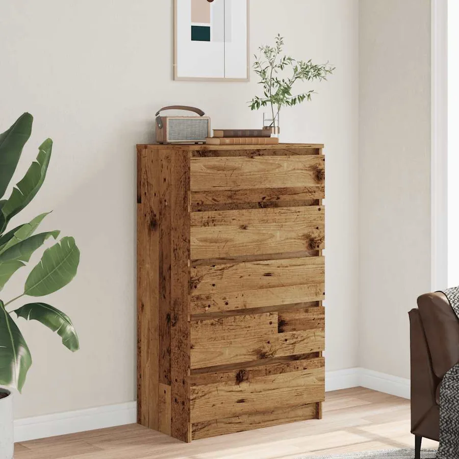Commode vieux bois 60x36x103 cm bois d'ingénierie - 3