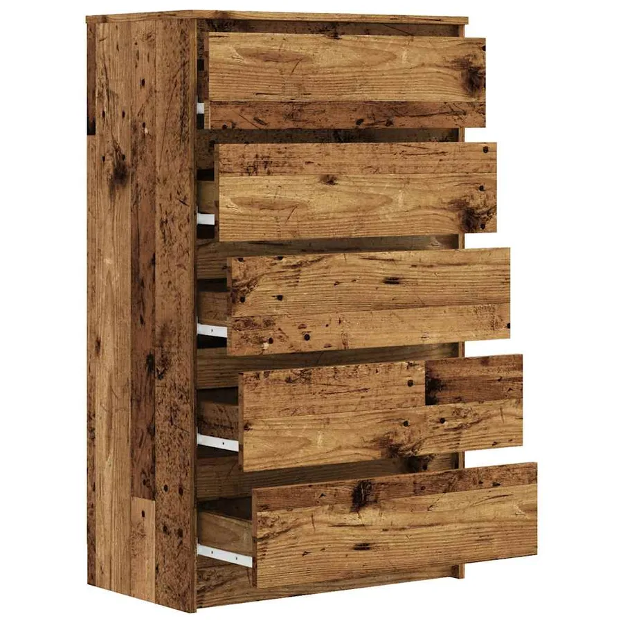 Commode vieux bois 60x36x103 cm bois d'ingénierie - 7