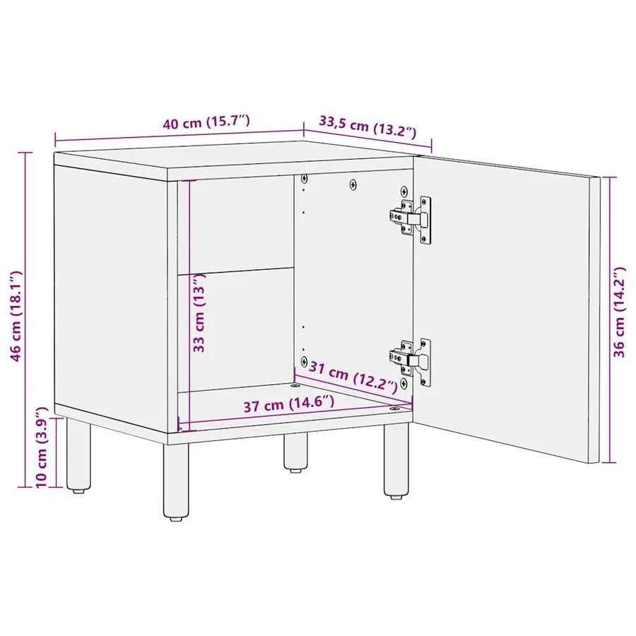Tables de chevet 2 pcs noir bois de manguier massif brut - 13