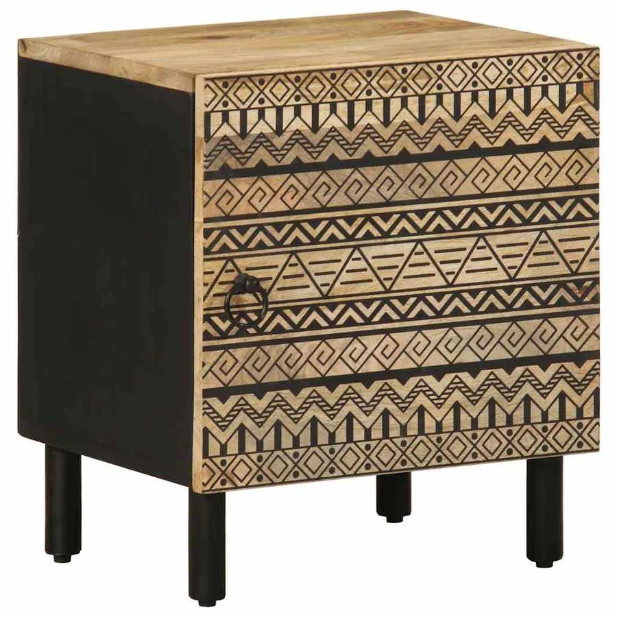 Tables de chevet 2 pcs noir bois de manguier massif brut - 2