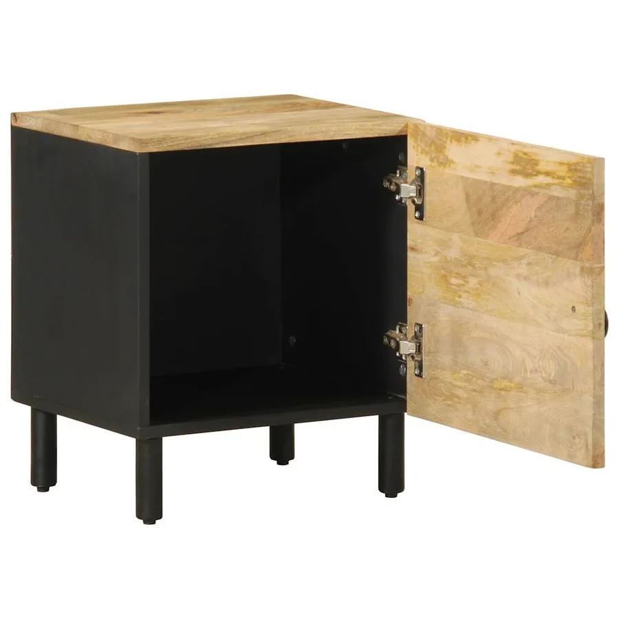 Tables de chevet 2 pcs noir bois de manguier massif brut - 3