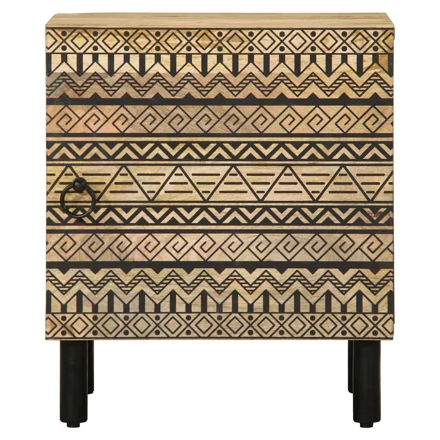 Tables de chevet 2 pcs noir bois de manguier massif brut - 4