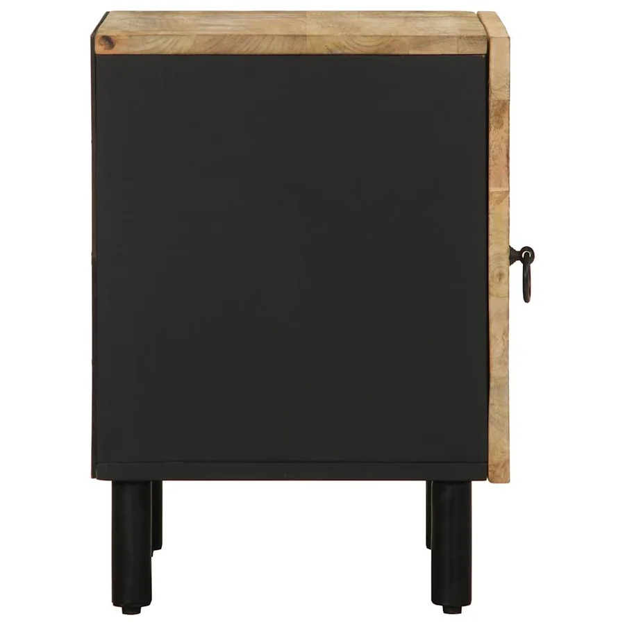 Tables de chevet 2 pcs noir bois de manguier massif brut - 5
