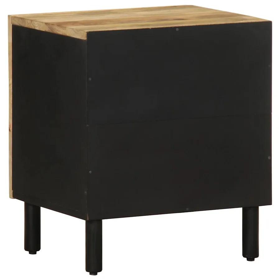 Tables de chevet 2 pcs noir bois de manguier massif brut - 6