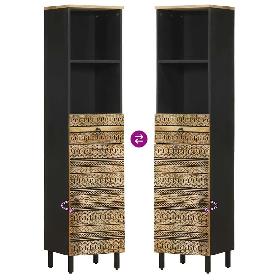 Armoire de salle de bain 38x33,5x160 cm bois massif de manguier - 6