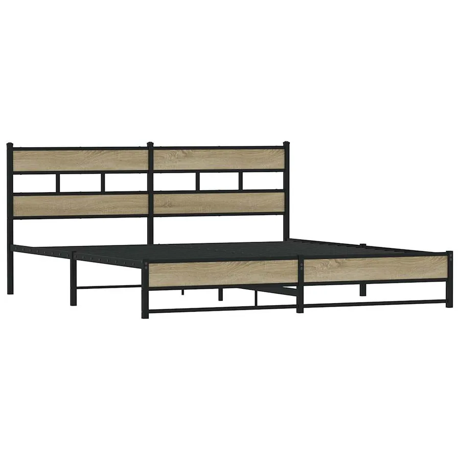 Cadre de lit en métal sans matelas chêne sonoma 200x200 cm - 3