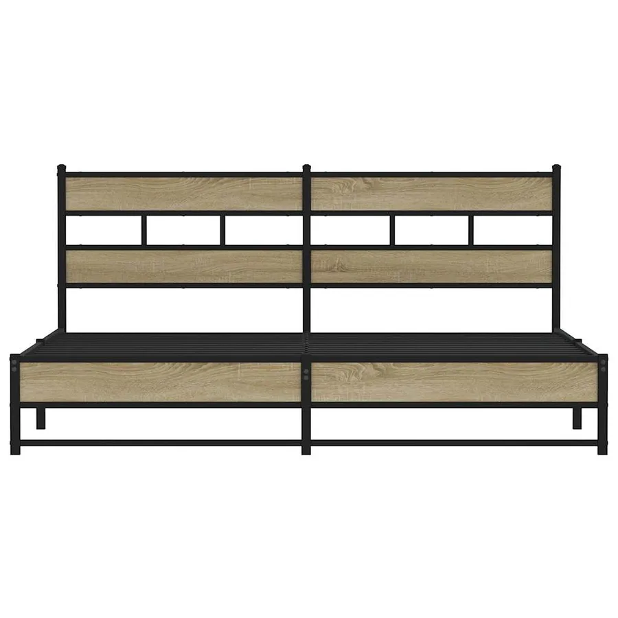 Cadre de lit en métal sans matelas chêne sonoma 200x200 cm - 4