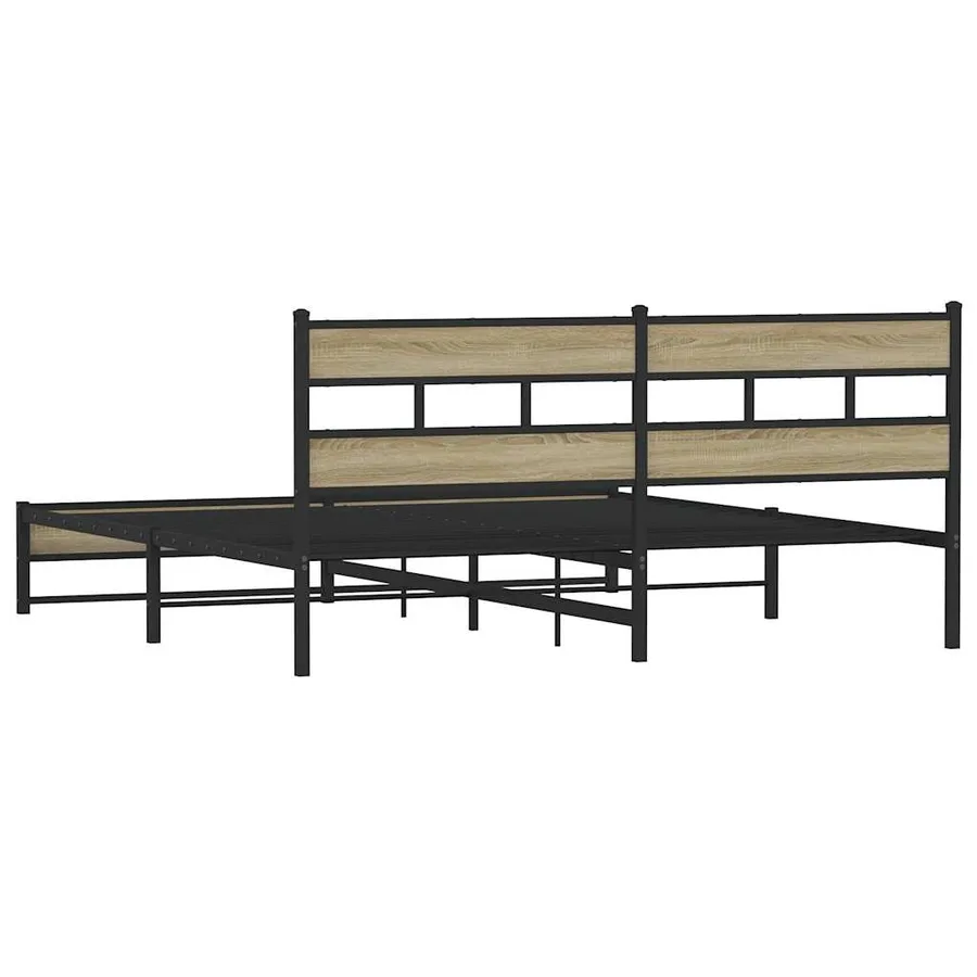 Cadre de lit en métal sans matelas chêne sonoma 200x200 cm - 6