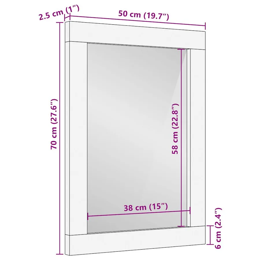 Miroir de bain 50x70 cm bois de manguier massif et verre - 11