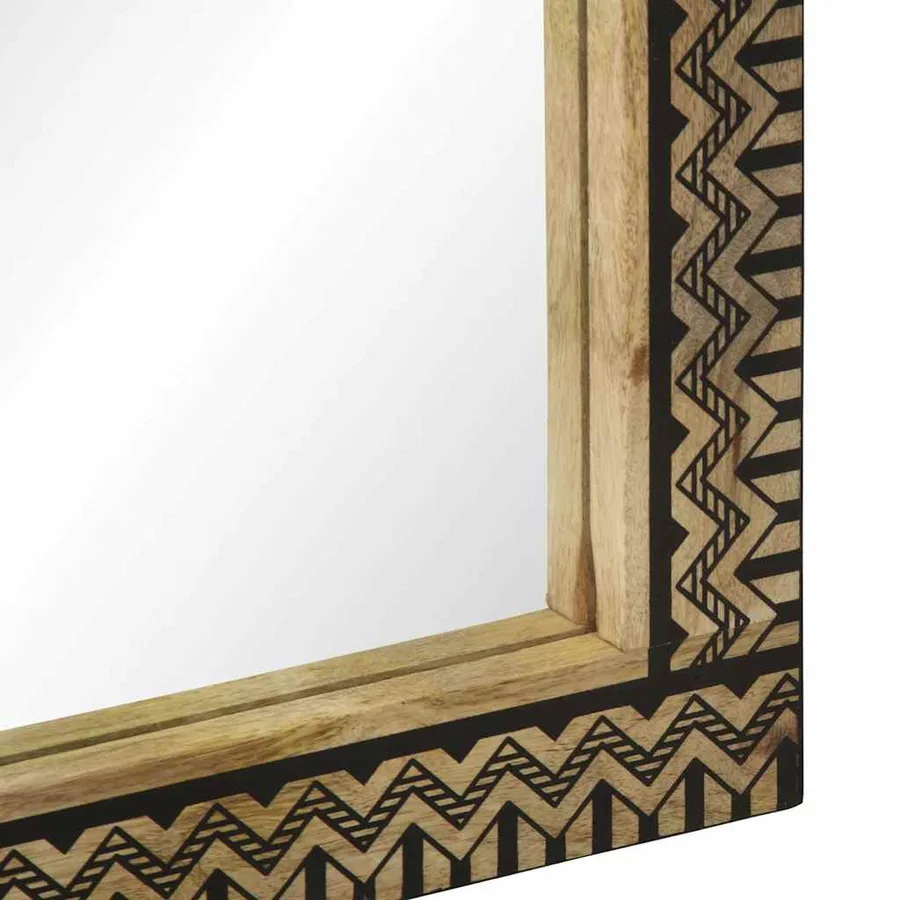 Miroir de bain 50x70 cm bois de manguier massif et verre - 7