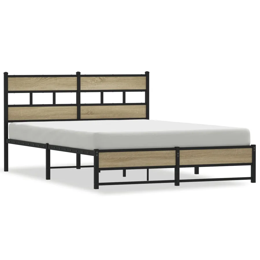Cadre de lit en métal sans matelas chêne sonoma 140x190 cm - 2