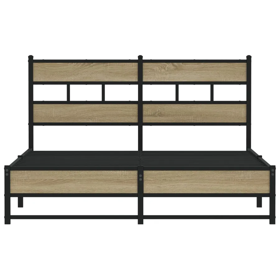 Cadre de lit en métal sans matelas chêne sonoma 140x190 cm - 4