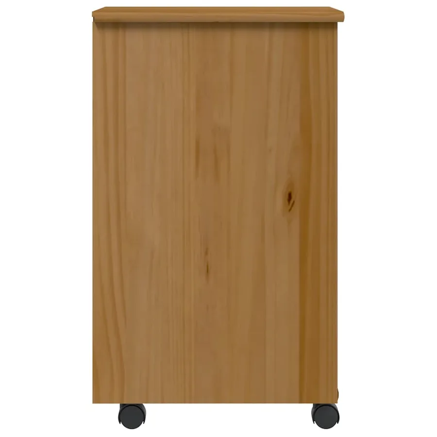 Armoire roulante avec tiroirs MOSS bois de pin marron miel - 4