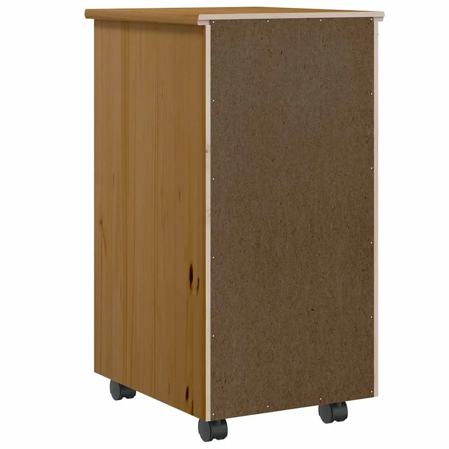 Armoire roulante avec tiroirs MOSS bois de pin marron miel - 5