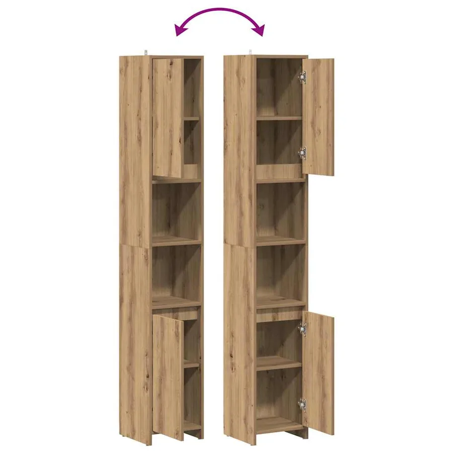 Armoire de salle de bain chêne artisanal 30x30x183,5 cm - 8