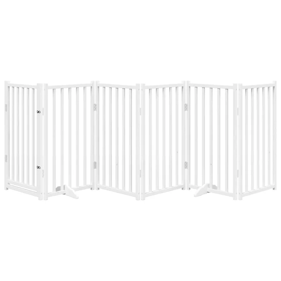 Barrière pour chiens avec porte 6 panneaux bois de sapin massif - 3