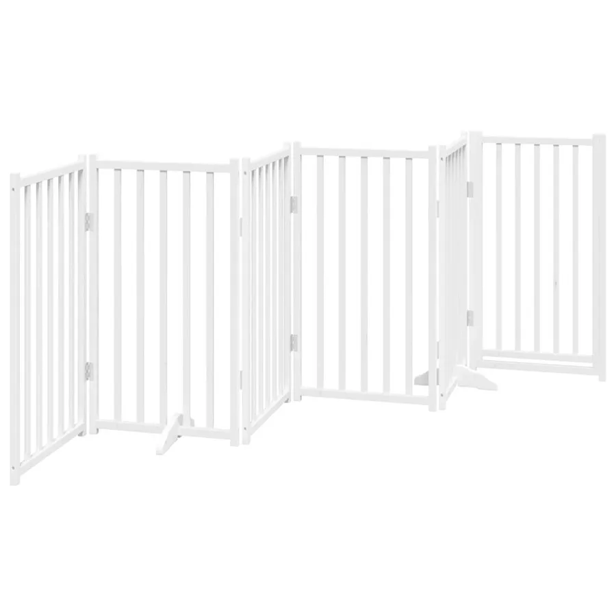Barrière pour chiens avec porte 6 panneaux bois de sapin massif - 6