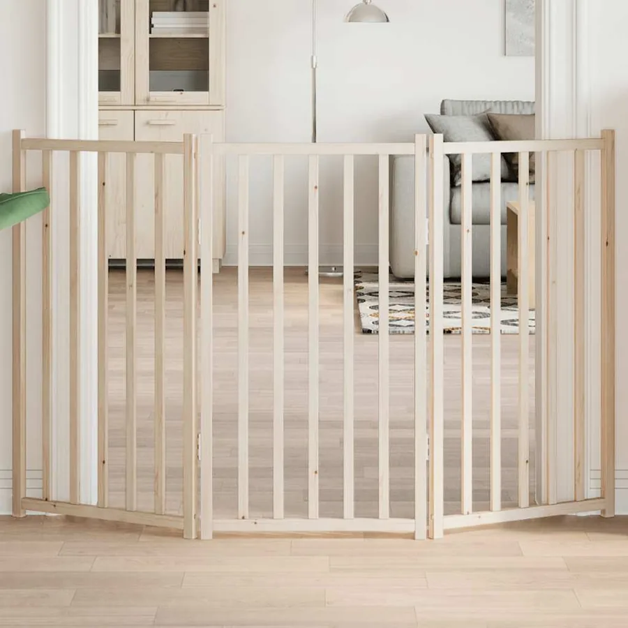 Barrière pour chien pliable à 3 panneaux 150 cm Bois massif Sapin