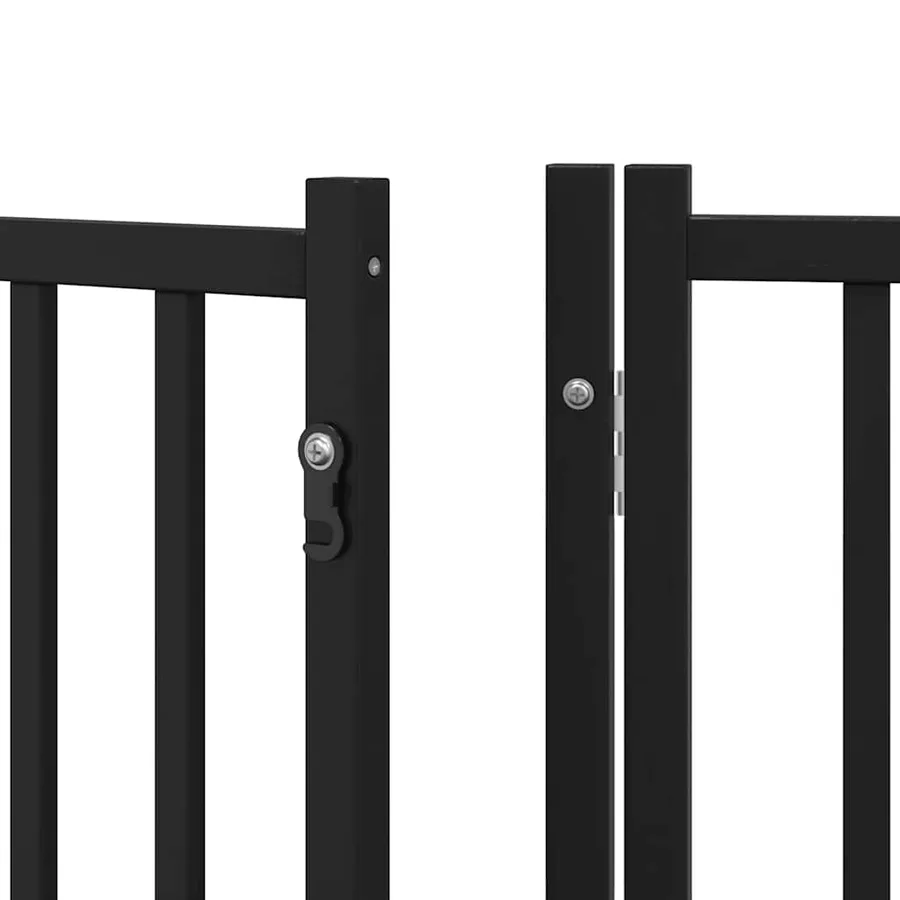 Barrière pour chien porte pliable 6 panneaux noir bois peuplier - 11