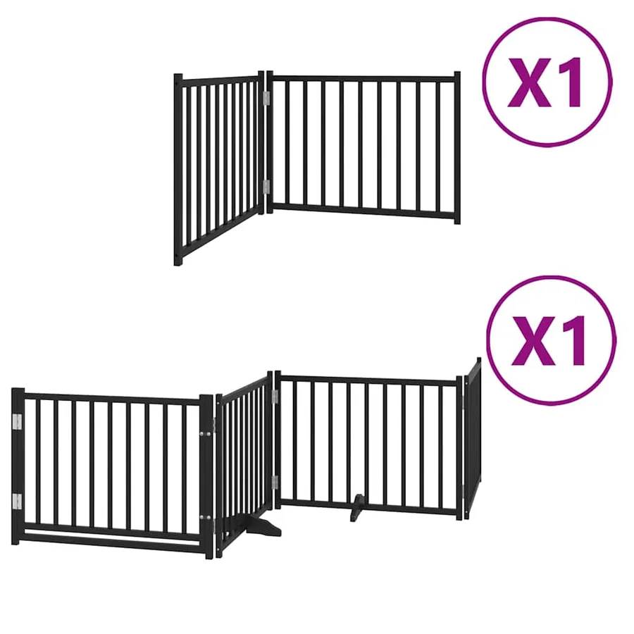 Barrière pour chien porte pliable 6 panneaux noir bois peuplier - 2