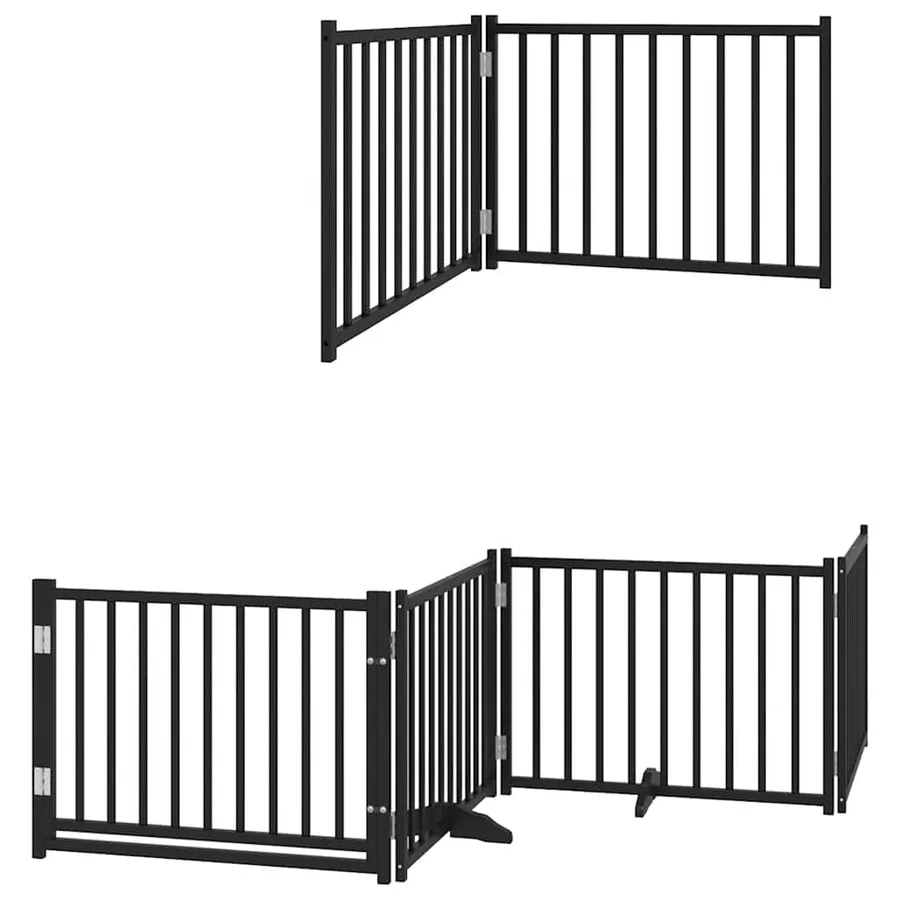 Barrière pour chien porte pliable 12panneaux noir bois peuplier - 3