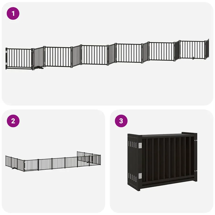 Barrière pour chien porte pliable 12panneaux noir bois peuplier - 6