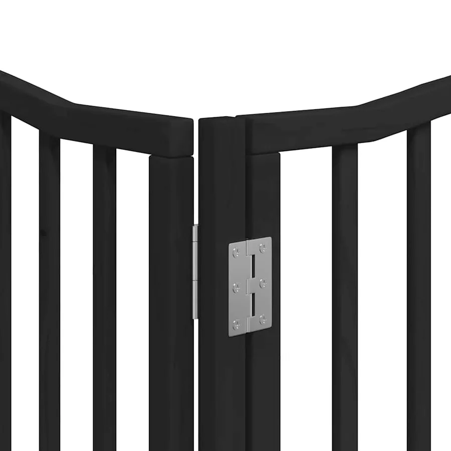 Barrière pour chien porte pliable 12panneaux noir bois peuplier - 10