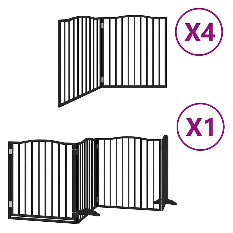 Barrière pour chien porte pliable 12panneaux noir bois peuplier - 2