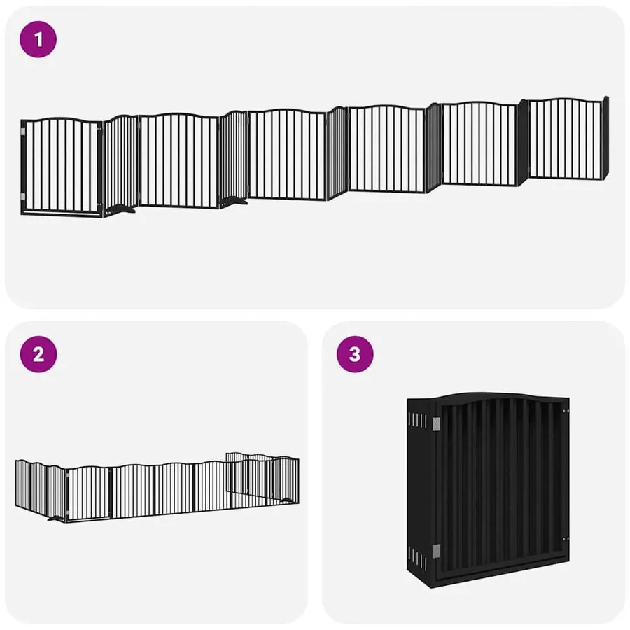 Barrière pour chien porte pliable 12panneaux noir bois peuplier - 6