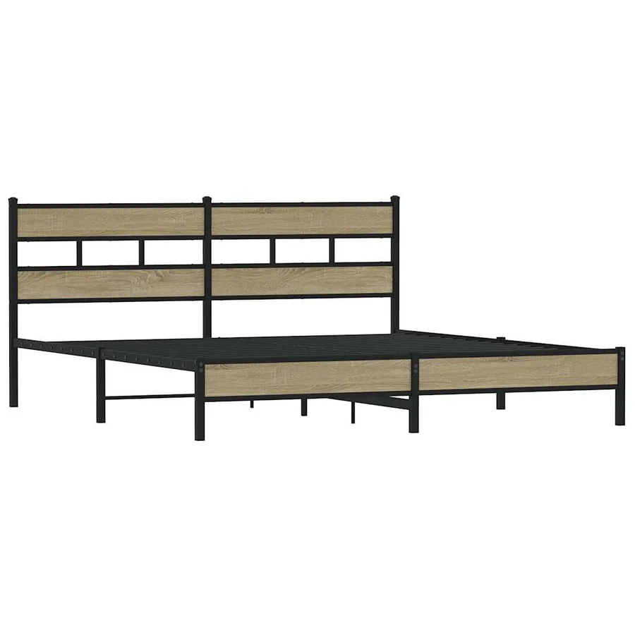 Cadre de lit en métal sans matelas chêne sonoma 200x200 cm - 3