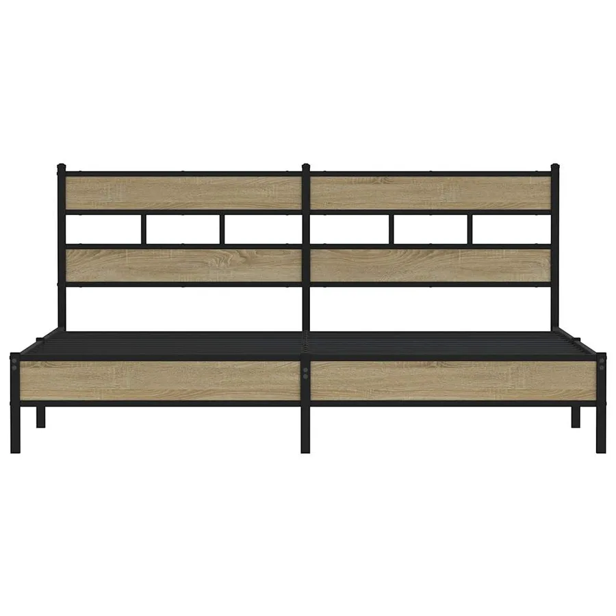 Cadre de lit en métal sans matelas chêne sonoma 200x200 cm - 4