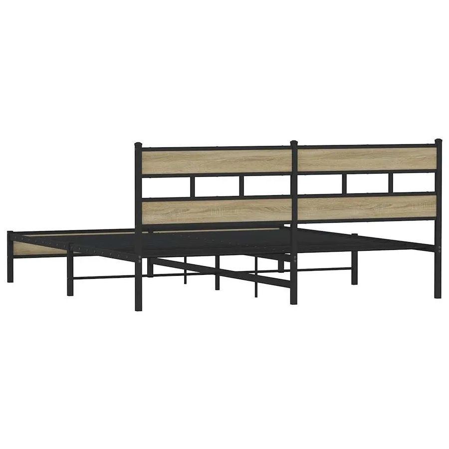 Cadre de lit en métal sans matelas chêne sonoma 200x200 cm - 6
