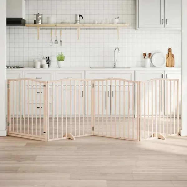 Barrière pour chiens avec porte 4 panneaux bois de peuplier