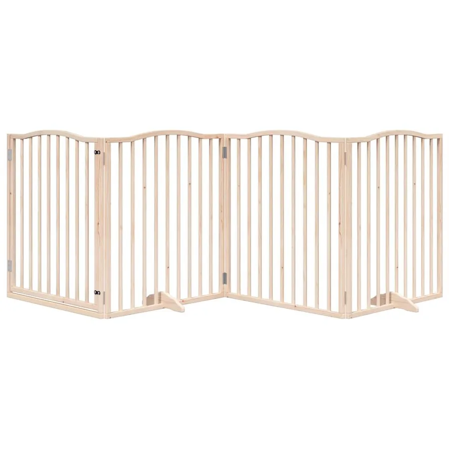 Barrière pour chiens avec porte 4 panneaux bois de peuplier - 3