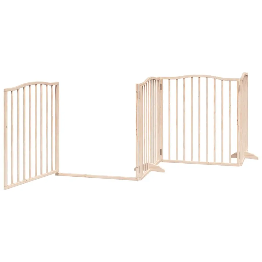 Barrière pour chiens avec porte 4 panneaux bois de peuplier - 4