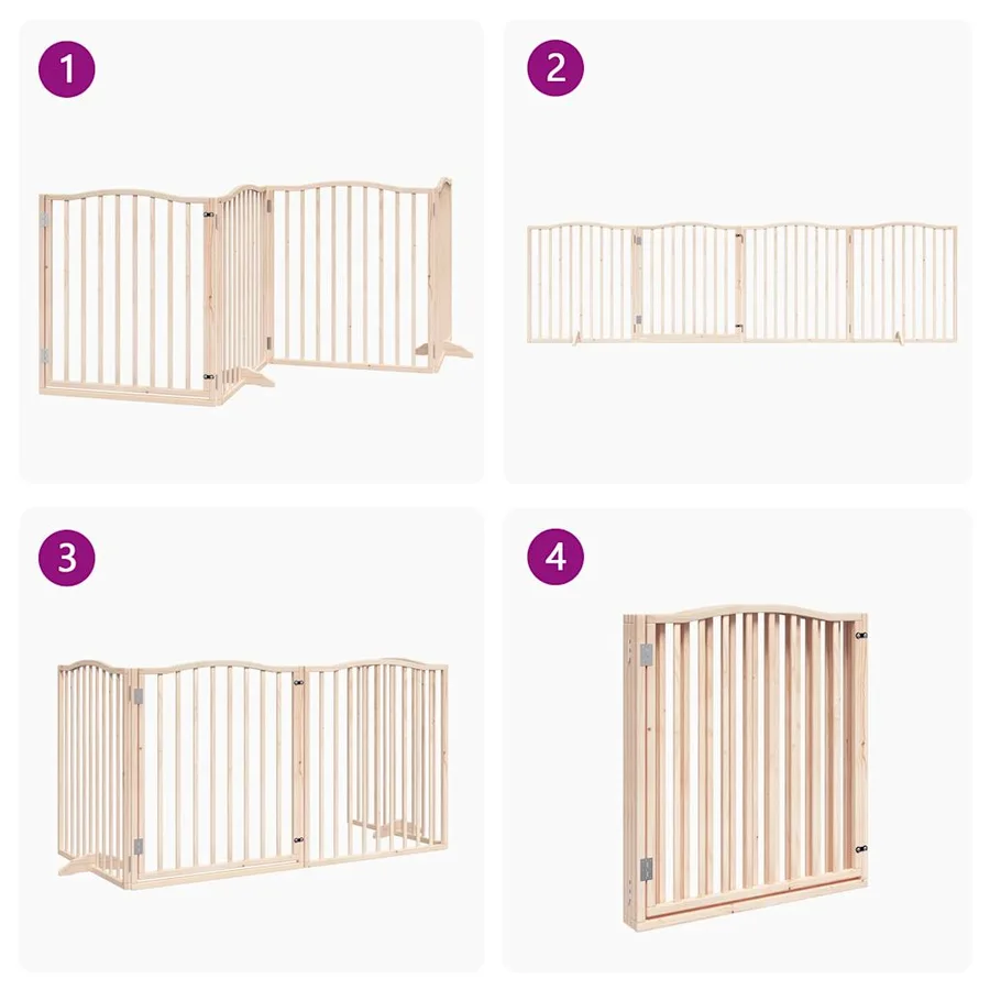 Barrière pour chiens avec porte 4 panneaux bois de peuplier - 7