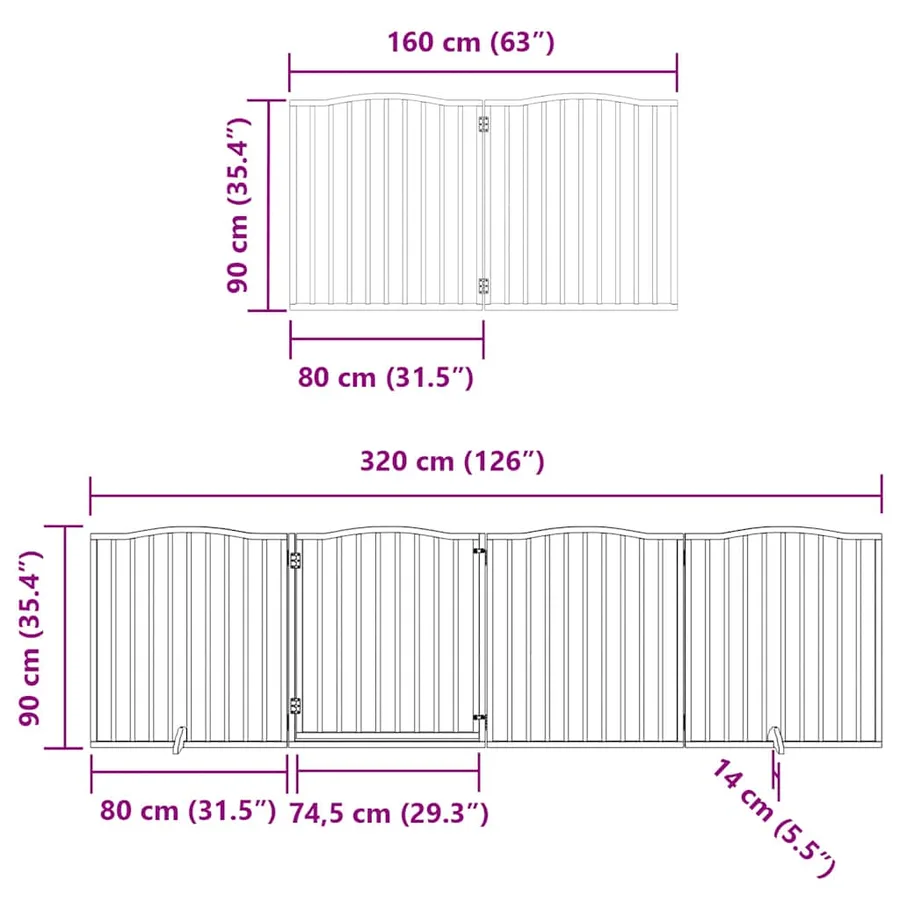Barrière pour chien avec porte pliable 6 panneaux bois peuplier - 12