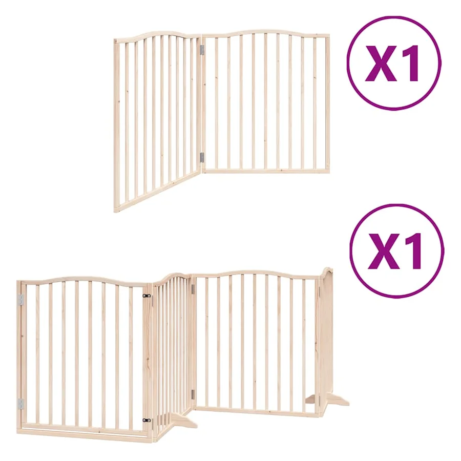 Barrière pour chien avec porte pliable 6 panneaux bois peuplier - 2