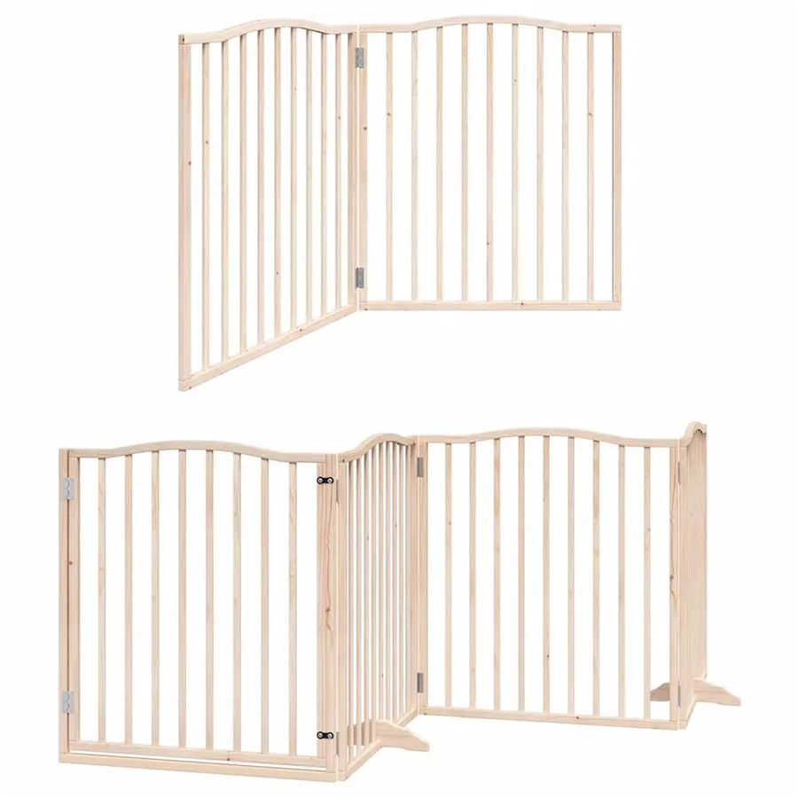 Barrière pour chien avec porte pliable 6 panneaux bois peuplier - 3