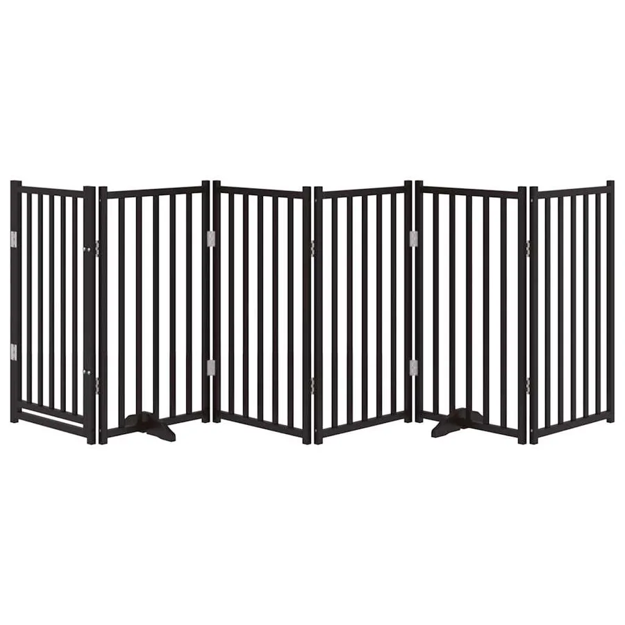 Barrière pour chiens avec porte 6 panneaux bois de sapin massif - 3