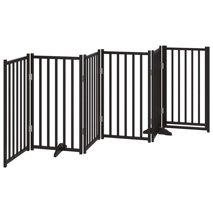 Barrière pour chiens avec porte 6 panneaux bois de sapin massif - 6