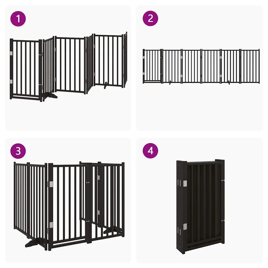 Barrière pour chiens avec porte 6 panneaux bois de sapin massif - 7