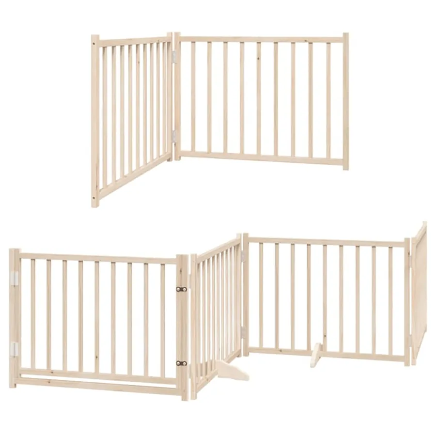 Barrière pour chien porte pliable 10 panneaux bois de peuplier - 3