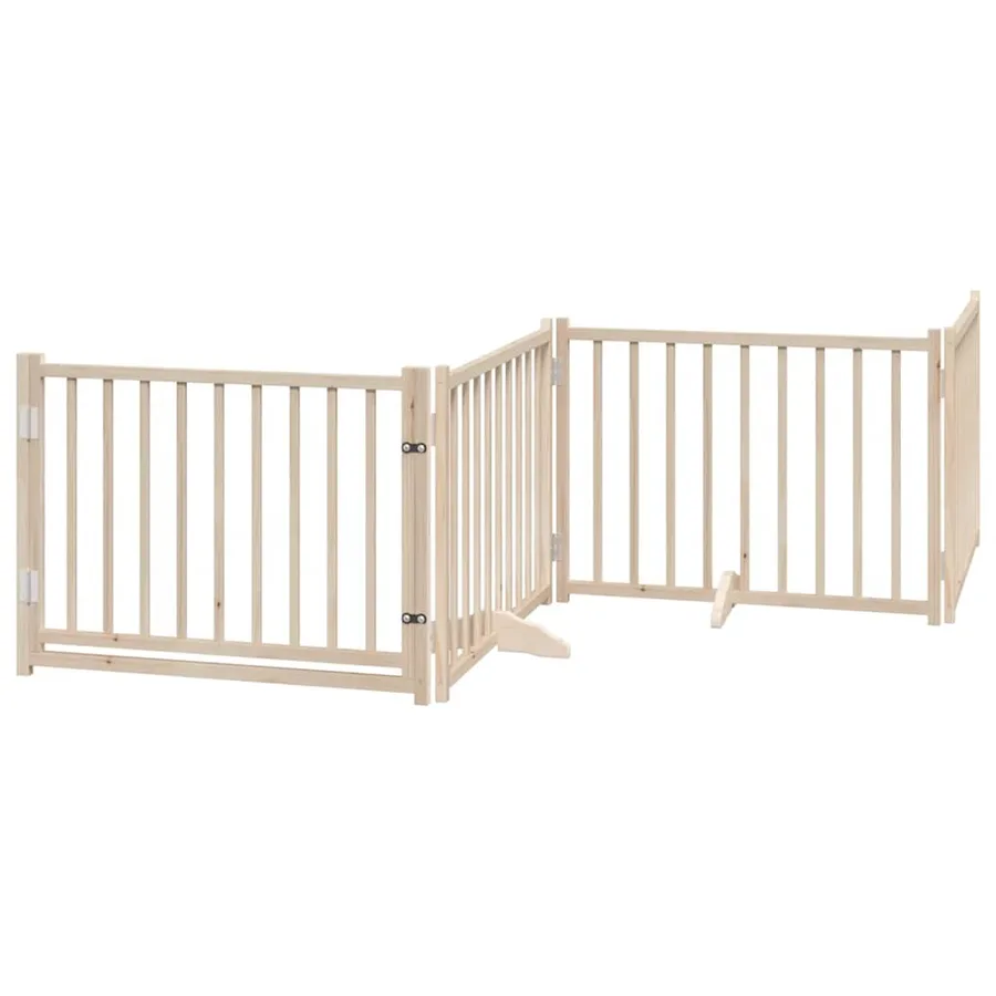 Barrière pour chien porte pliable 10 panneaux bois de peuplier - 4