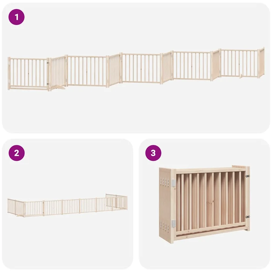 Barrière pour chien porte pliable 10 panneaux bois de peuplier - 6