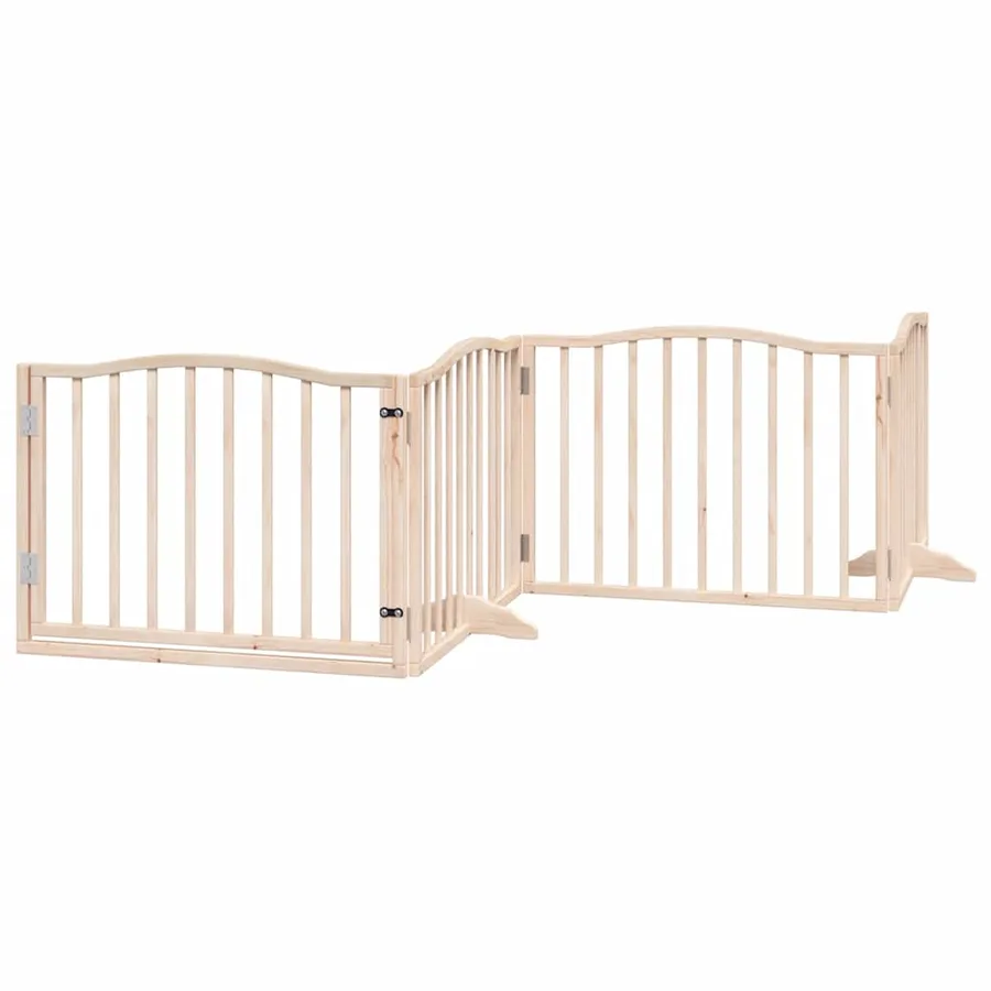 Barrière pour chien porte pliable 10 panneaux bois de peuplier - 4
