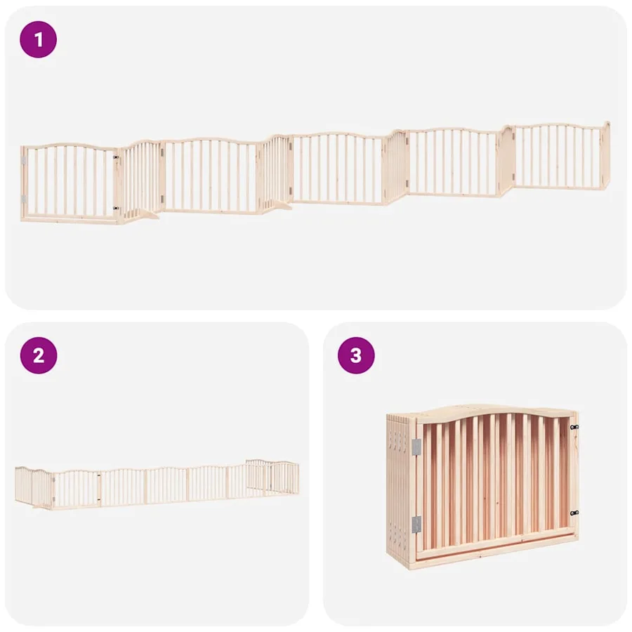 Barrière pour chien porte pliable 10 panneaux bois de peuplier - 6